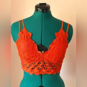 Anoname Orange Lace Crop Top/bralette